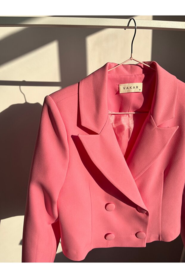 Lined Kruvaze Crop Blazer Jacket - 1