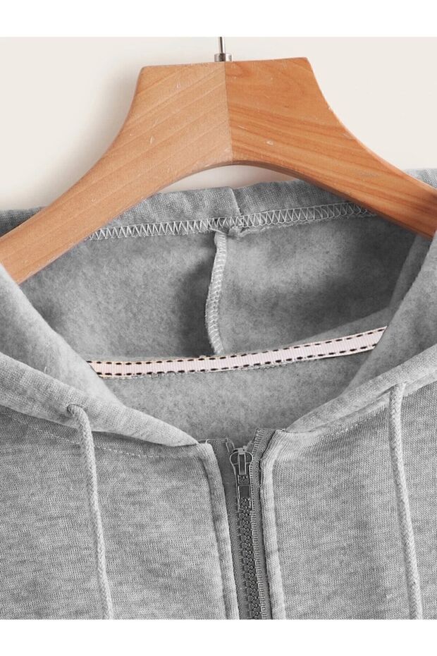 Szürke női cipzáras izzadságkardigán 2 húros - 3