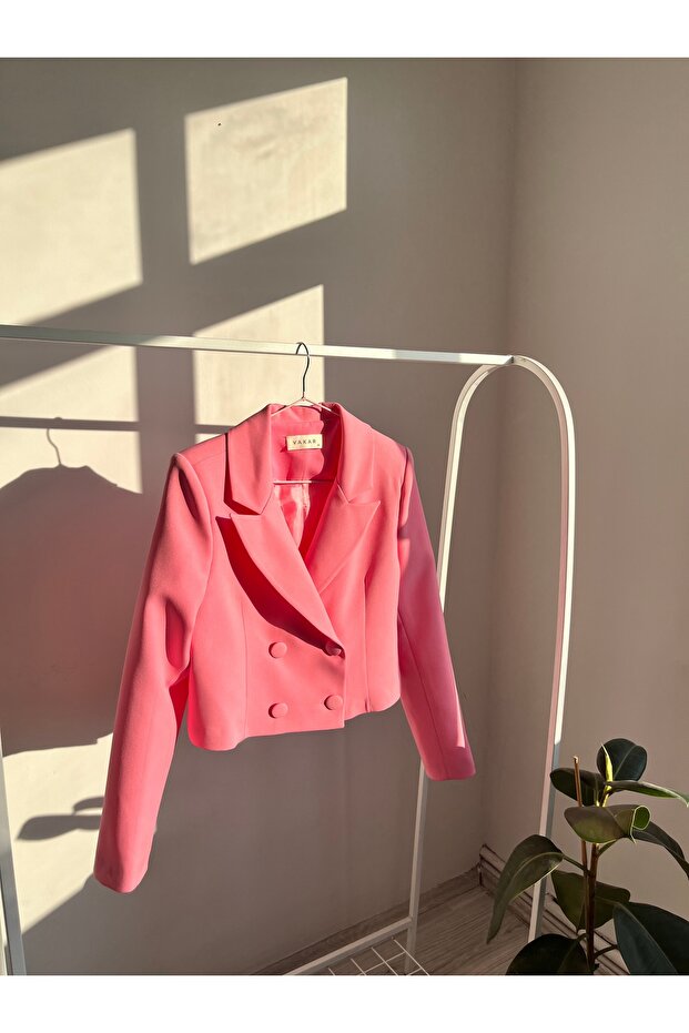 Lined Kruvaze Crop Blazer Jacket - 2