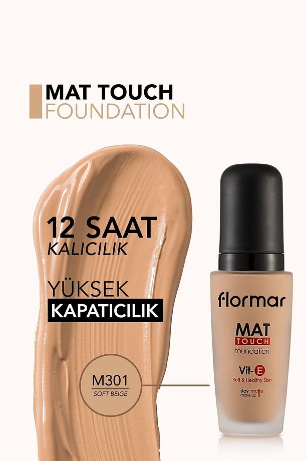 Mat Bitişli Fondöten (soğuk Alt Ton) - Mat Touch Foundation - M301 Soft Beige - 8690604098255 - 4
