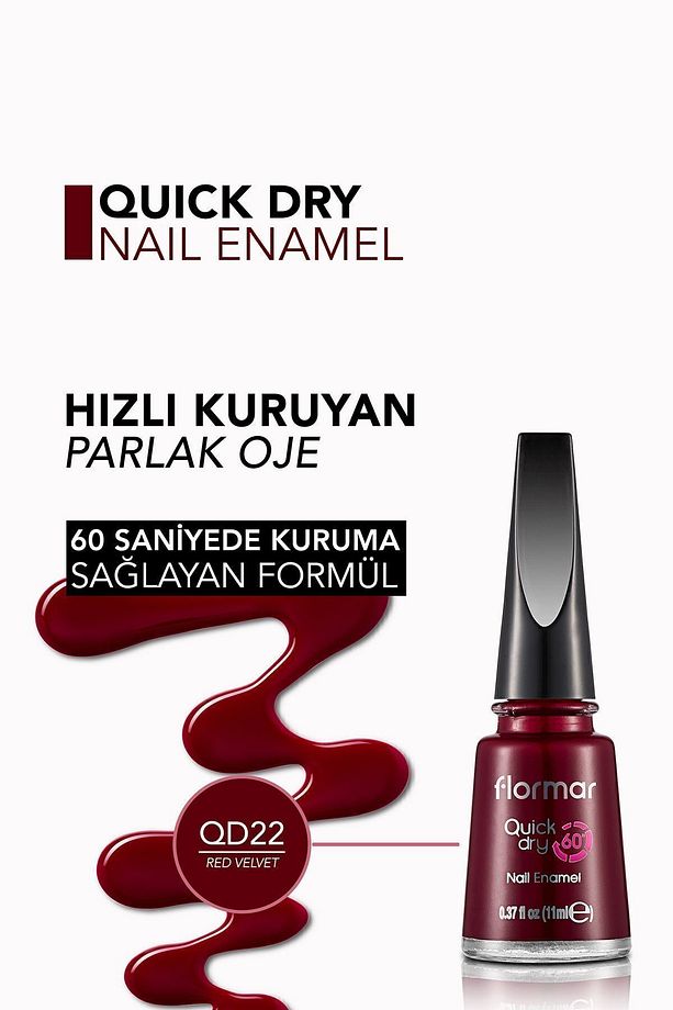 Oje - Quick Dry Nail Enamel Qd22 Red Velvet 34000009-qd22 - 4