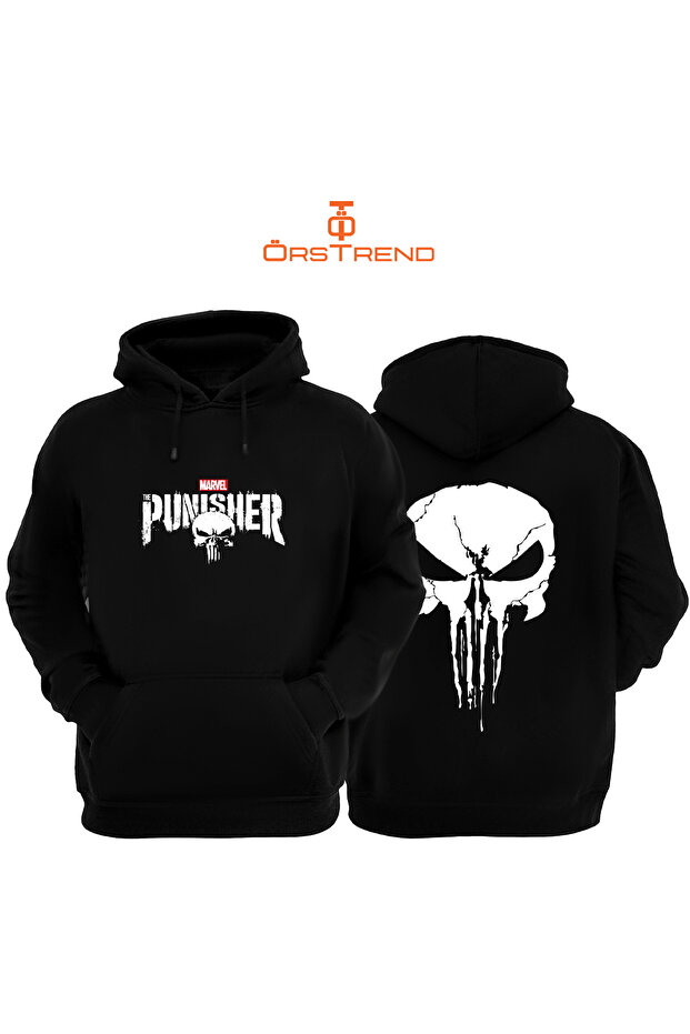 Punisher Baskılı Unisex Kapşonlu Sweatshirt - 1