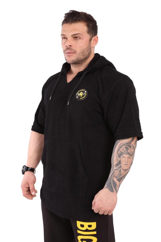 Hooded Training T-Shirt, Terry Cloth, Cotton Rag Top 3287
