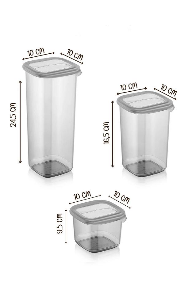15'li Etiketli Square Kare Erzak Saklama Kabı Seti x5(550ml-1200ml-1750ml) Sert Kapaklı Kavanoz - 2