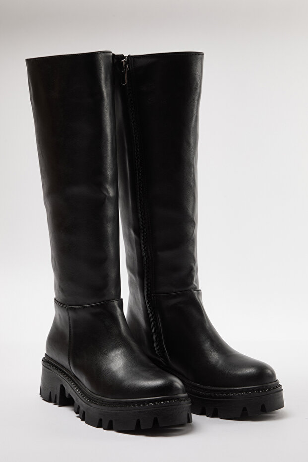 Černé dámské kozačky na zip se silnou podrážkou Takaw25Cz00005 - 2