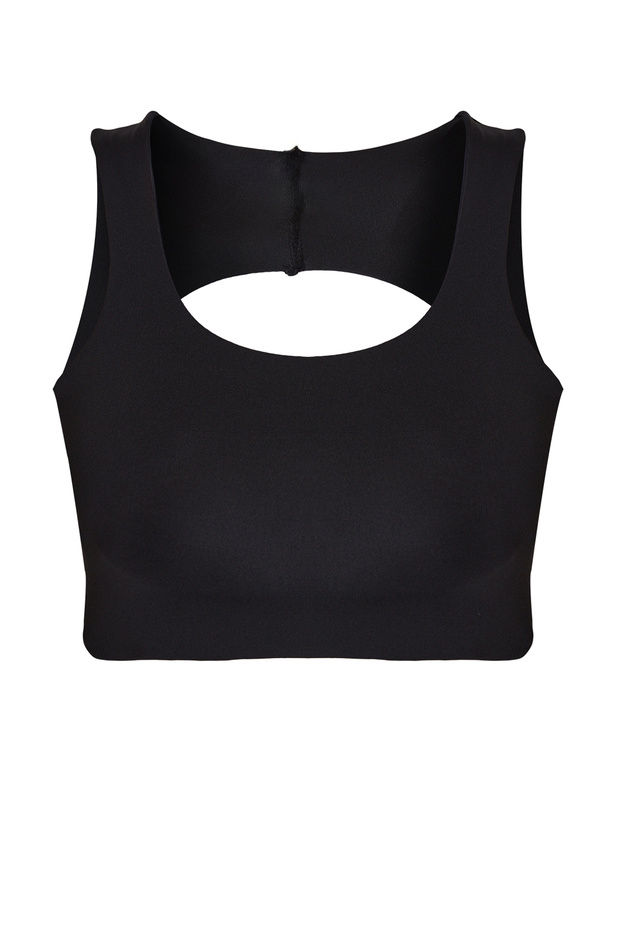 Siyah Sırt Detaylı Destekli/Şekillendirici Kalın Askılı Örme Spor Sütyeni THMAW25SS00012 - 11