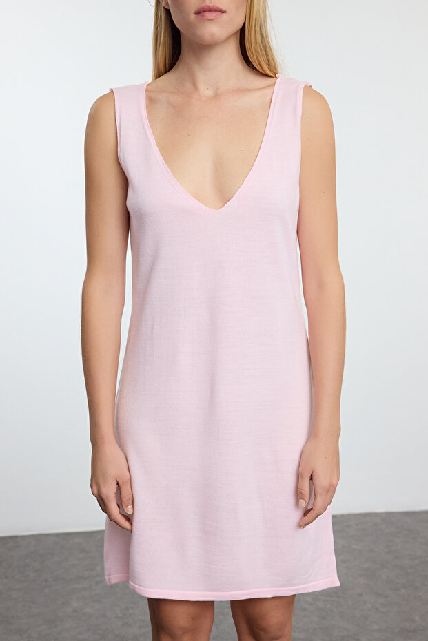 Pembe Mini Triko Basic Hırka-Elbise TWOAW25EL00051 - 3