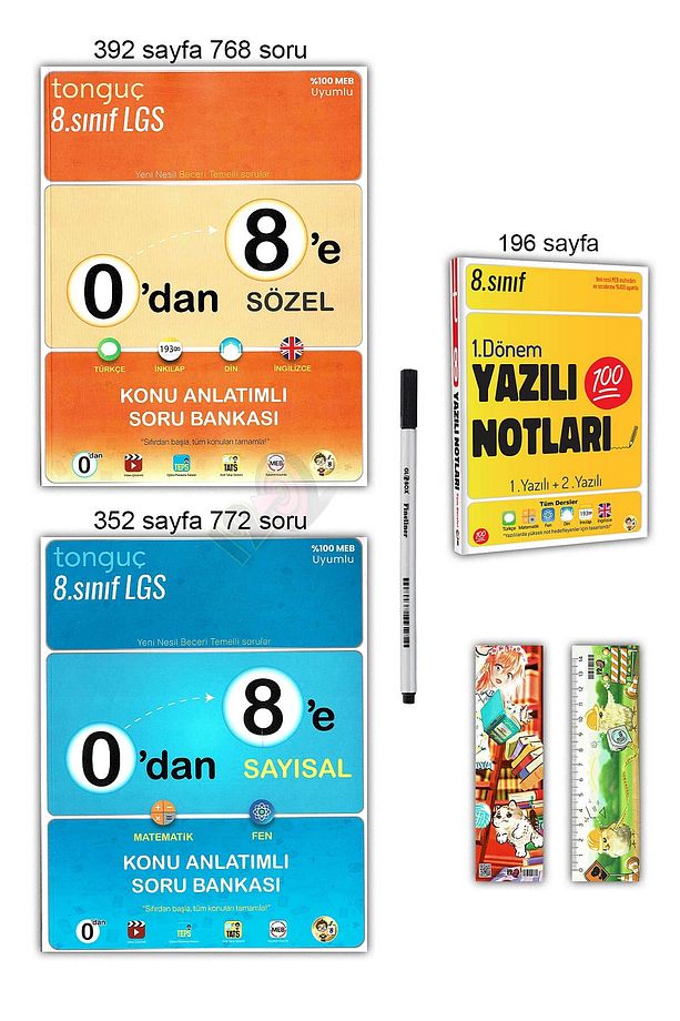 8. Sınıf 0'dan 8'e Konu Anlatımlı Soru Bankası Seti 1. Dönem Yazılı Notları - 1