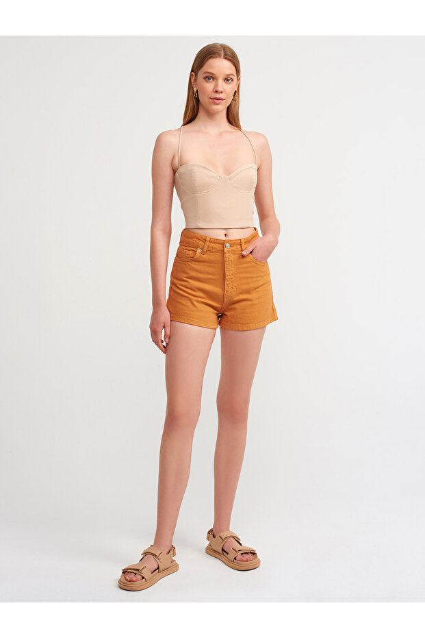 70281 Parça Boya Mom Şort-hardal - 1