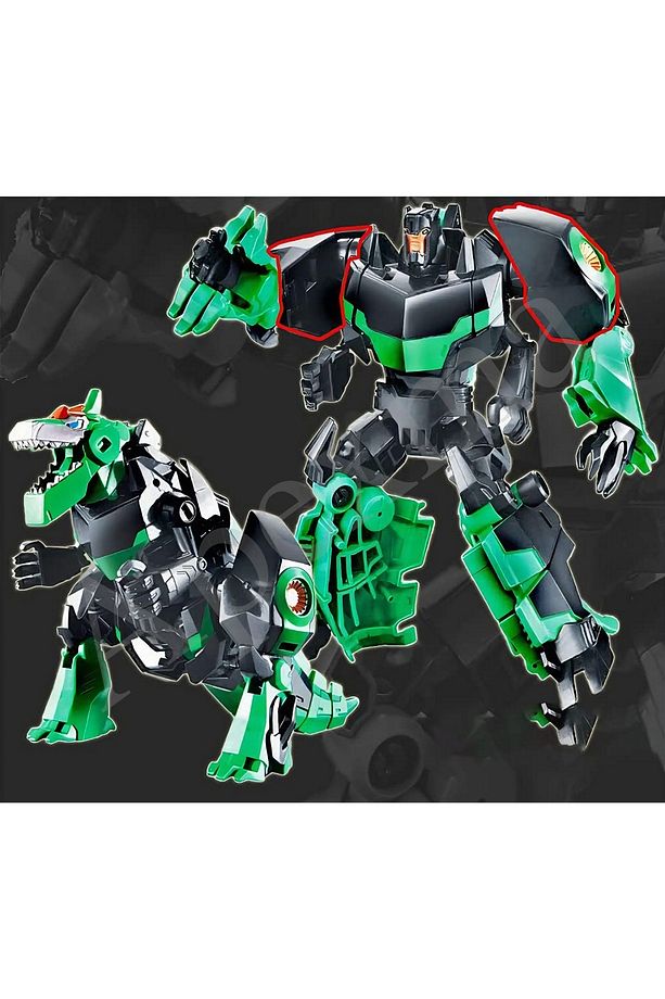 Dinozora Dönüşebilen Oyuncak Model Robot - Yeşil Renkli Şekil Değiştiren Dinozor Robot - 5