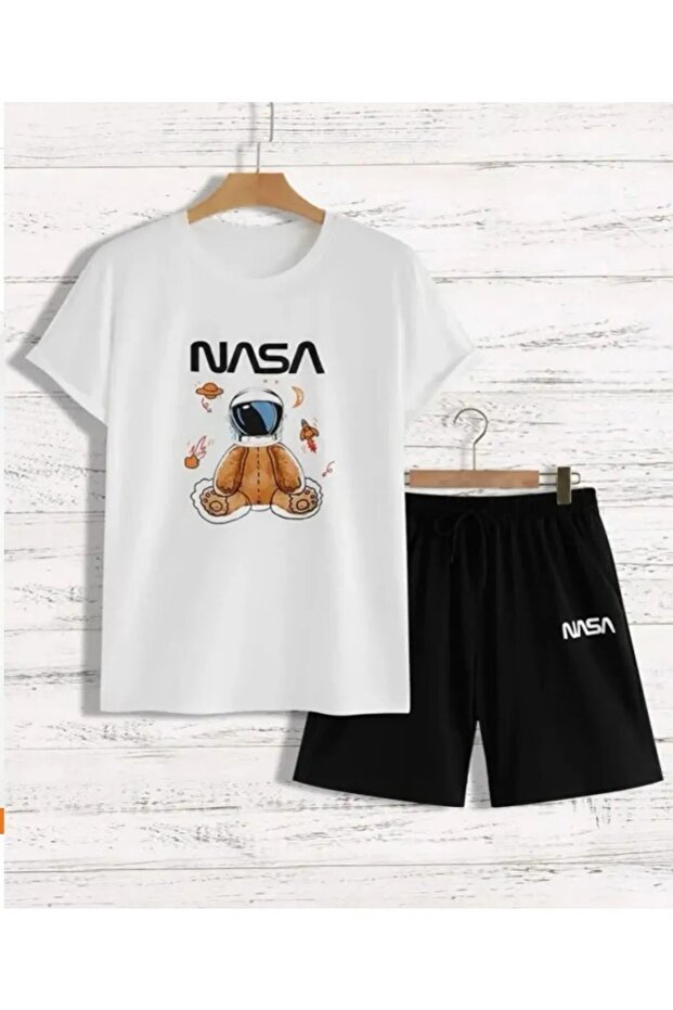 طقم رائد فضاء مطبوع عليه دمية دب - 1