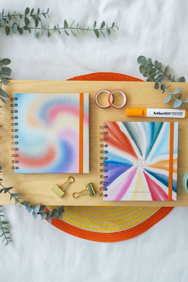 15x15 cm Kare 2'li Set Spiralli Süresiz Planlayıcı Ajanda ve Defter - 3