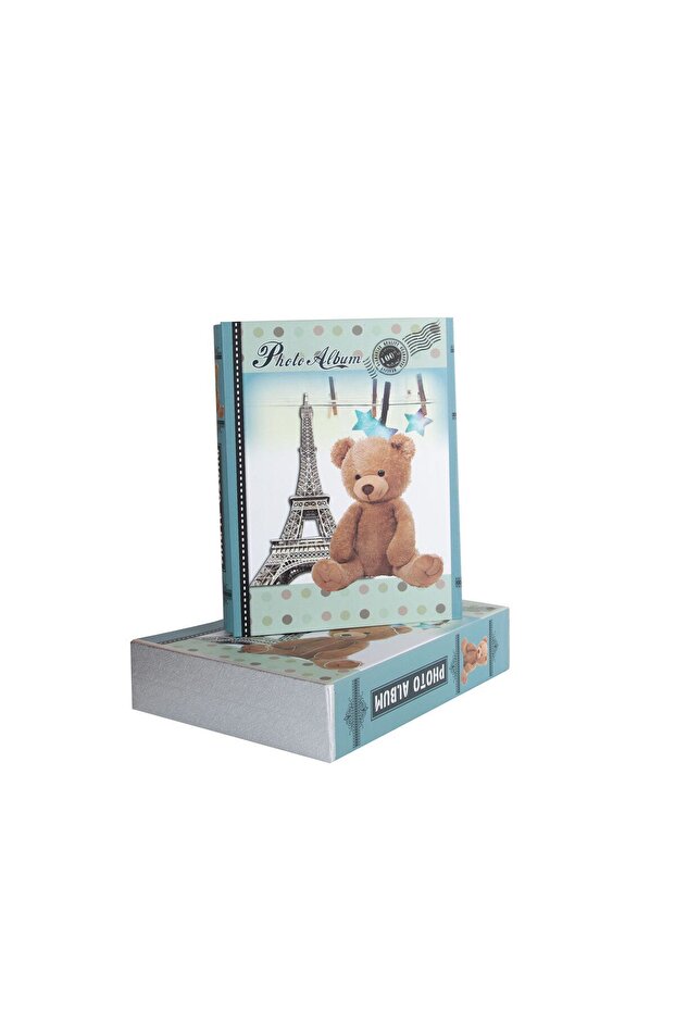 Blue Photo Album with Bear Figure and 200 10X15 Boxes