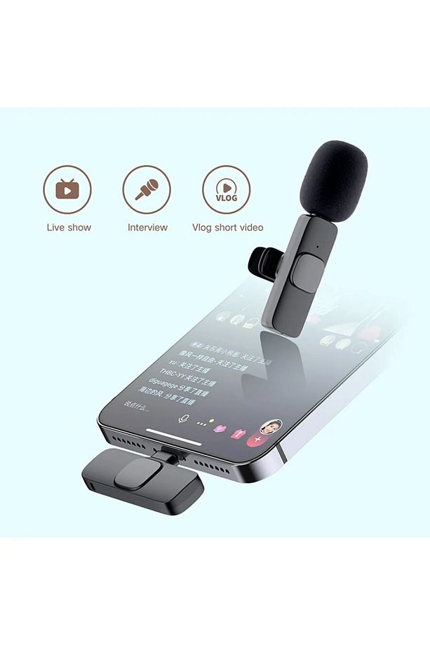 Type-C Girişli Telefon Uyumlu Kablosuz Mikrofon Bluetooth Röportaj  - Yayıncı - Yaka Mikrofonu - 2
