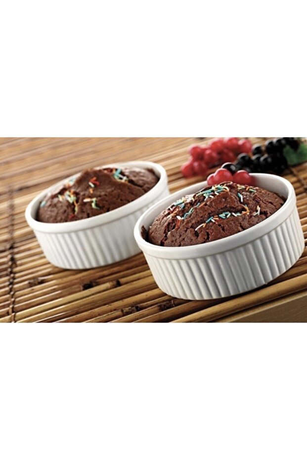 Premium Porcelain 2-Piece Optiva Embossed Soufflé Bowl 210 Cc 9 cm