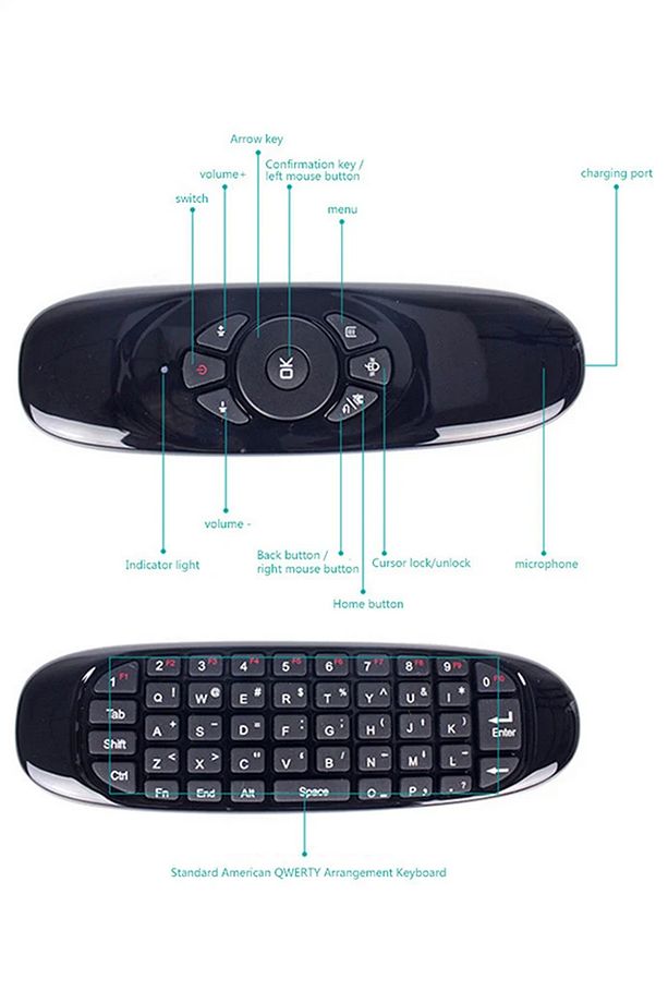 2.4 GHz Air Mouse Klavye Ses Anahtarlı Jiroskop Akıllı Tv Android Box Klavyeli Uzaktan Kumanda - 5