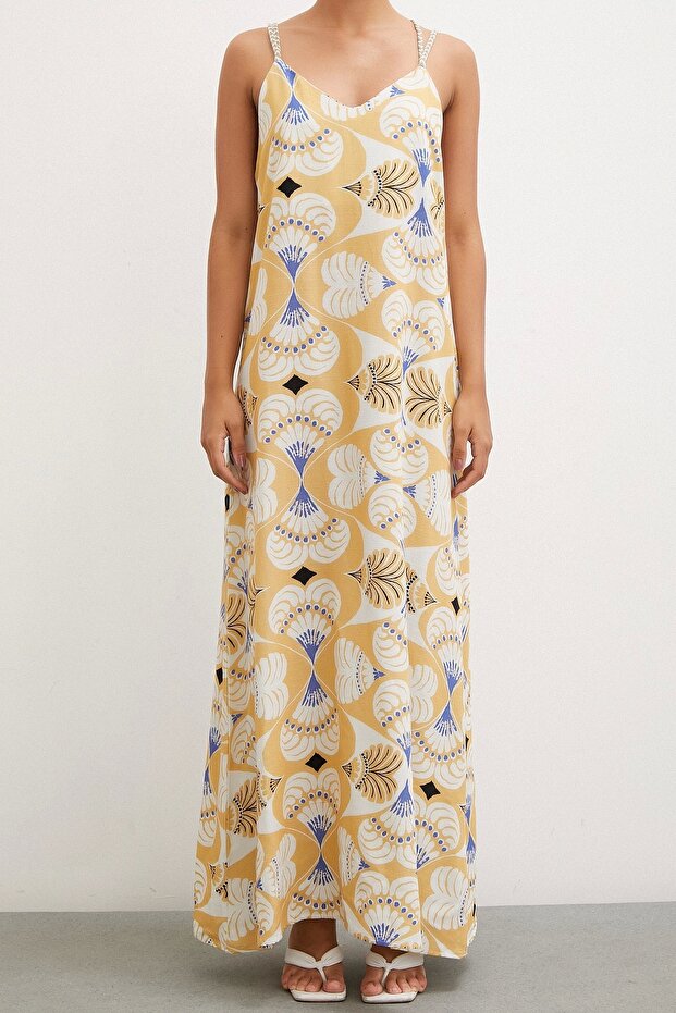 İp Askılı Elbise Hardal - 5