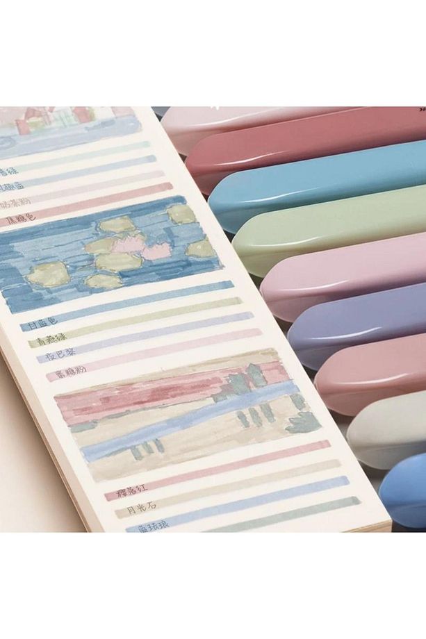 3 Lü Maskara Model Pastel Renkler Fosforlu Kalem Seti 12 Adet - 7