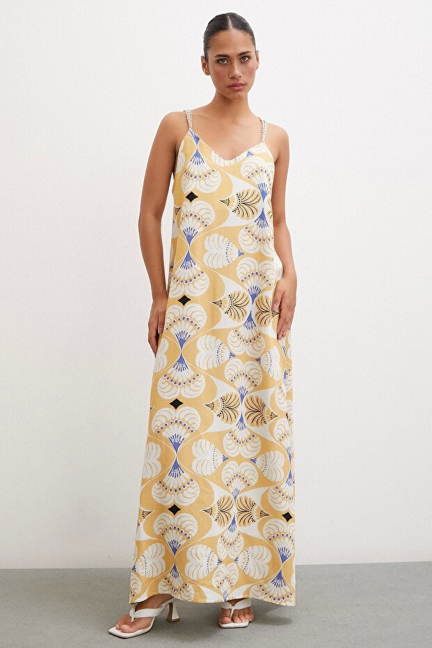 İp Askılı Elbise Hardal - 3