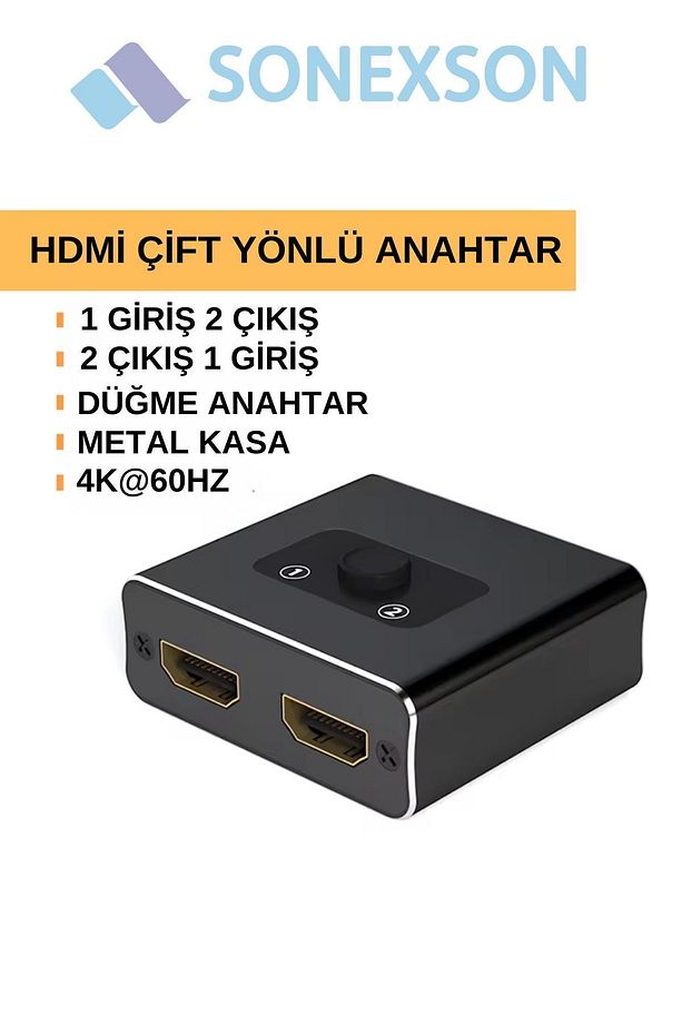 2 Port Çift Yönlü HDMI Switch Splitter Ekran Monitör Çoklayıcı Çoğaltıcı - 6