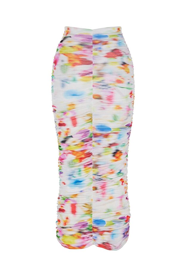 Desenli Drapeli Etek - 5