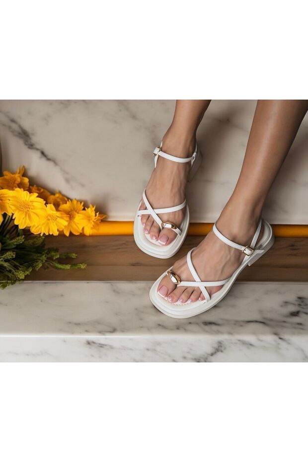 Gold Ring Detail Sandals