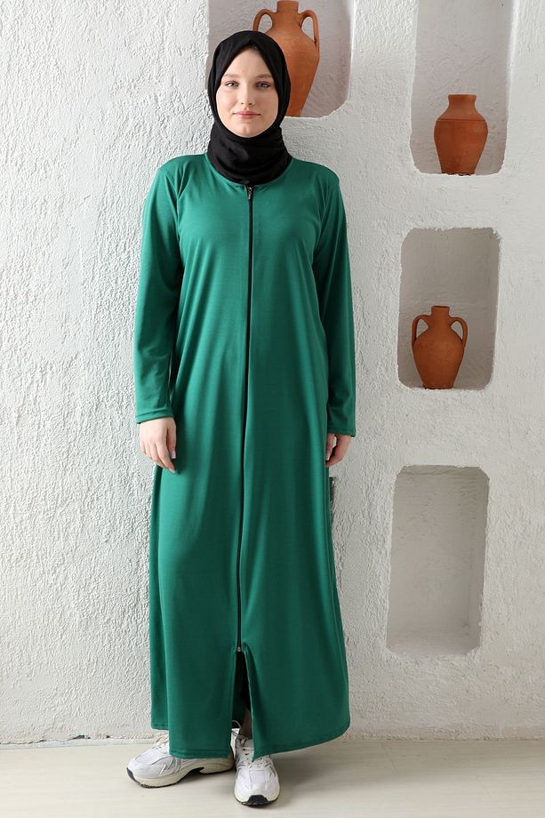 Fermuarlı Mevsimlik Hafif Kumaş Kadın Namaz Elbisesi Ferace - 4