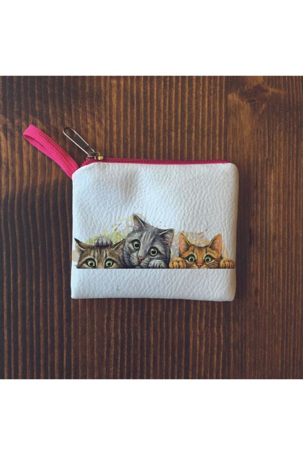 Women's White Cat Mini Coin Purse