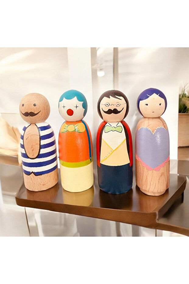 Special Design Circus Characters Peg Doll, Waldorf, Natural Wooden Toy