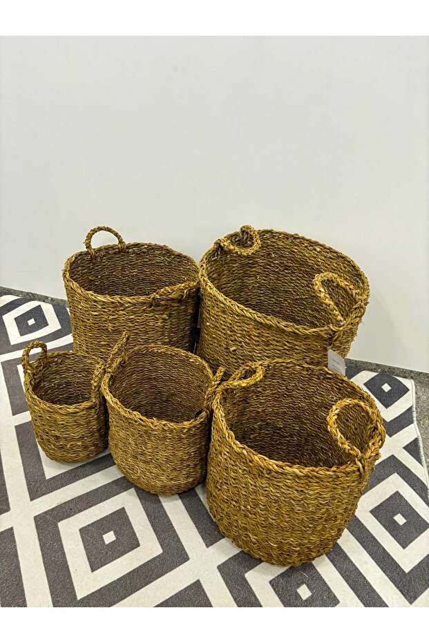 5 parça hasır sepet seti - 2