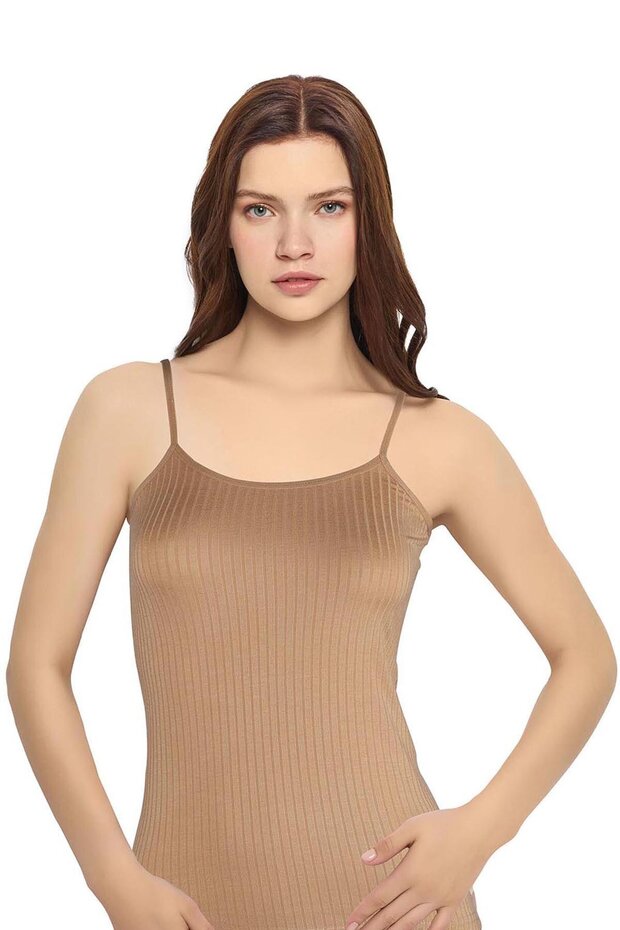 Women's Bamboo Camisole Skin Color Rope Strap Undershirt 1 Piece Product Code 647