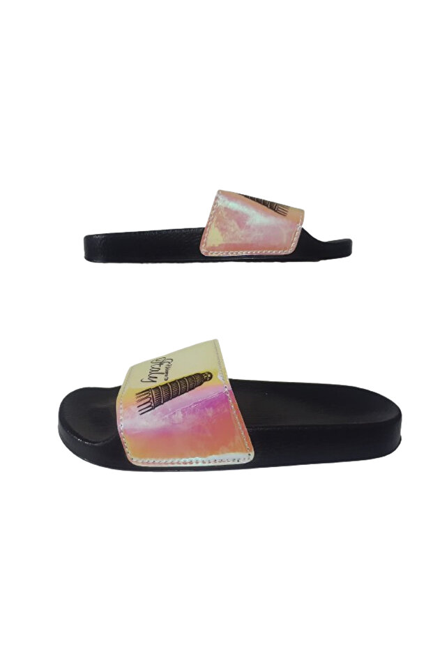 Women's Black Shiny Ultra Light Daily Stylish Slippers Gzerr85-231