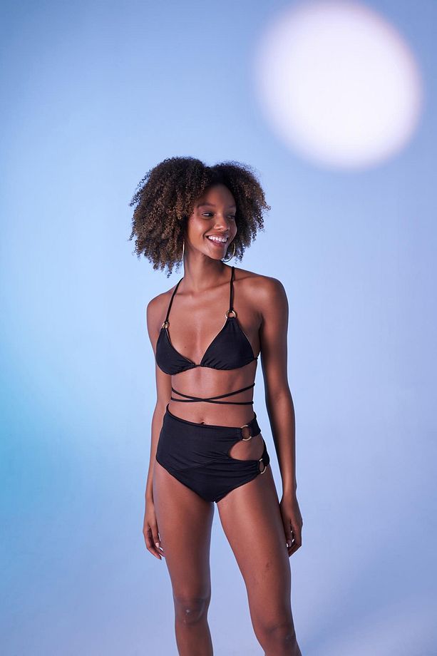 Yüksek Bel Aksesuar Detaylı Delphi Bikini Altı Siyah - 4