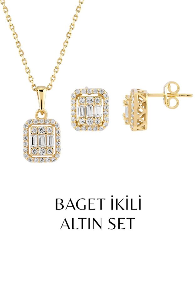 Baget Taşlı Altın Set - 7