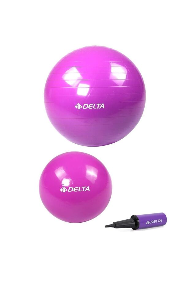 55 Cm Pilates Ball and 25 Cm Balance Ball Pump Set Suitable for 140 Cm and 159 Cm Height Range