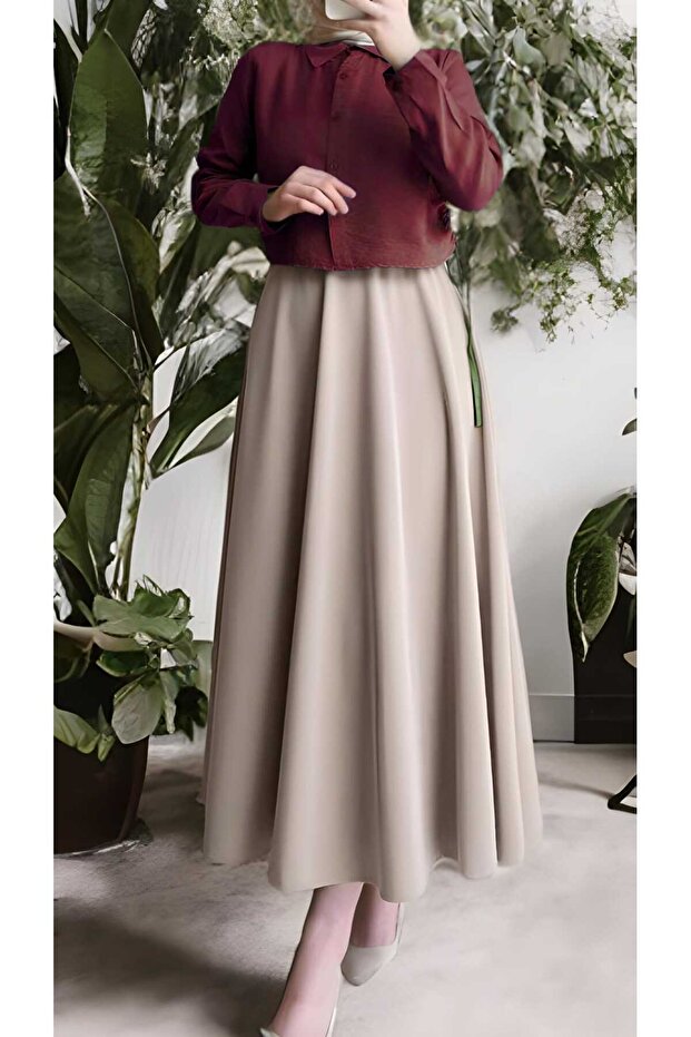 Puff Scuba Flared Skirt