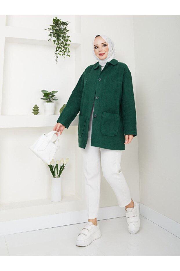 Women's Stamp Jacket & Coat with Buttoned Pockets