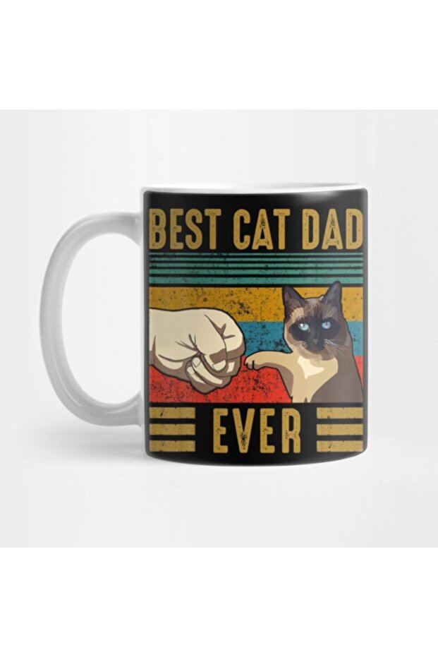 Retro Vintage Best Cat Dad Ever Fathers Day Siamese Cat Gift Mug