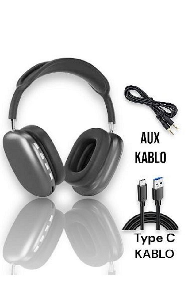 P9 Air Pro Max Kablosuz 5.0 Mikrofonlu Sd Kart Girişli Aux Kablolu Bluetooth Kulaklık - 2
