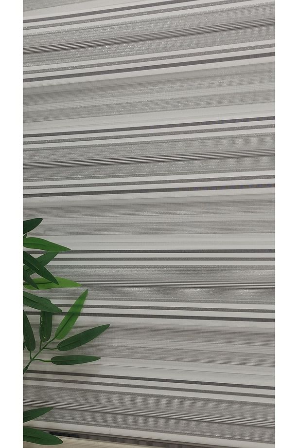 GRİ JAKARLI PLİSELİ FAVORİ Zebra Perde - 5