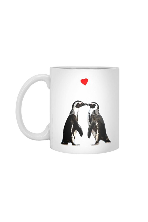 The Penguin Lovers White Cup, Gift, Dowry, Presentation Holder