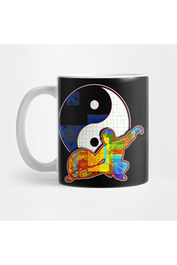Tai Chi Fan Posture - Ying Yang Symbol Cup, Gift, Dowry, Presentation