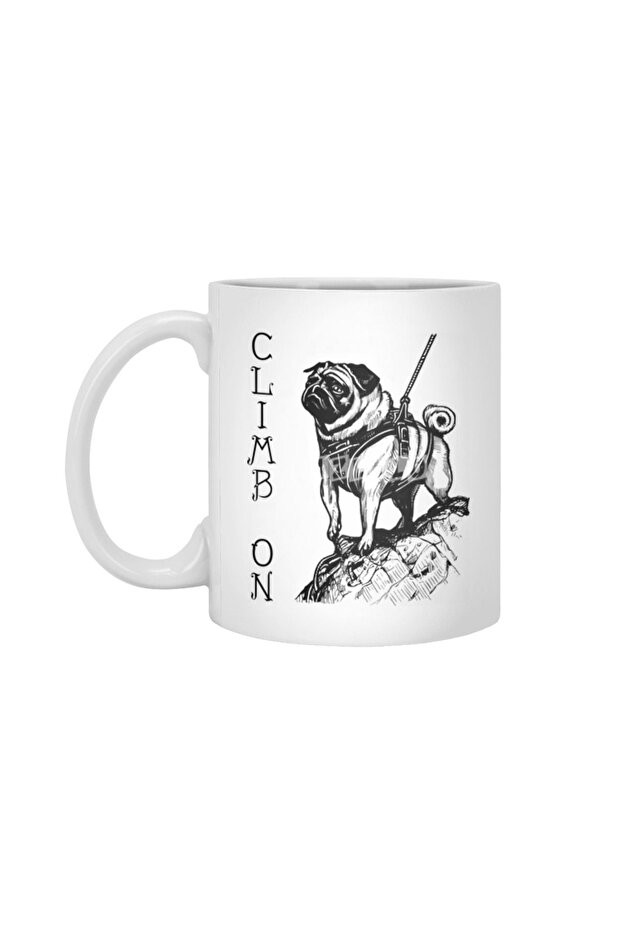 لا خوف - كوب أبيض من Pug Rock Climber، هدية، مهر، عرض