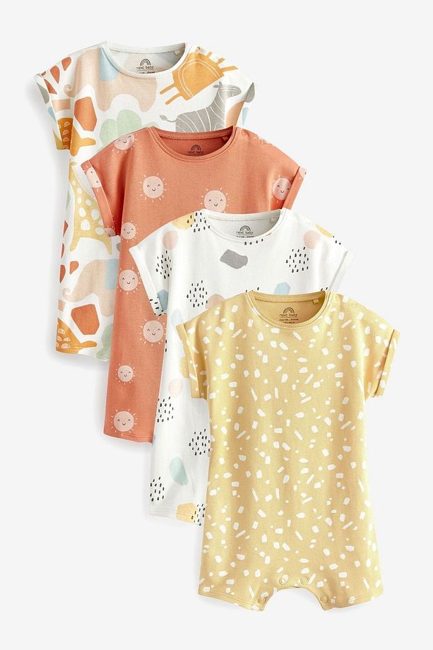 % 100 Pamuklu Multi Neutral 4’lü Romper Set - 1