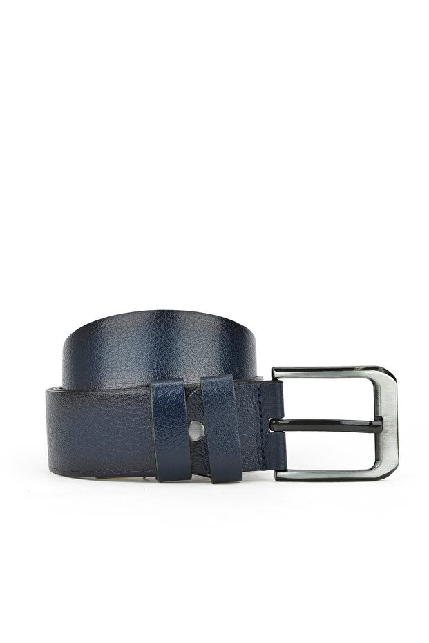 , Genuine Leather 4.5 cm Men's Belt 141980 Z202 Navy Blue