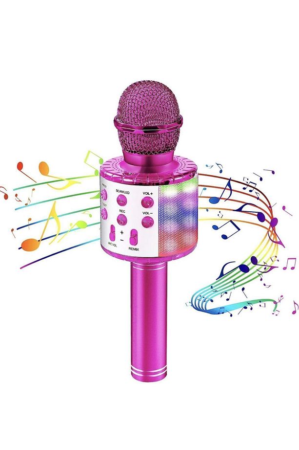 Karaoke Mikrofon Pembe Speaker Bluetooth - 1