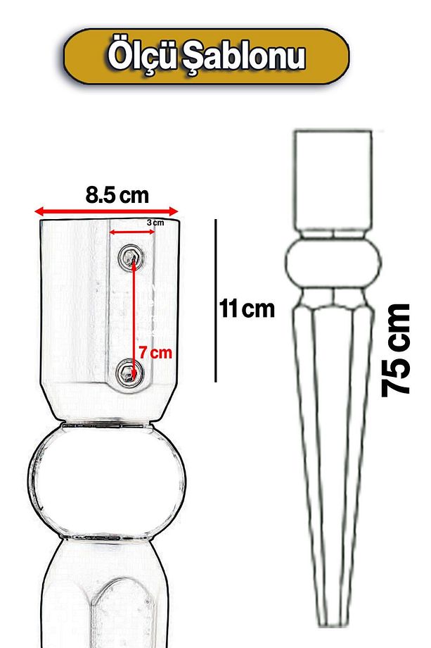 Elips Masa Dresuar Ayağı 75 Cm Plastik Gold Altın Ayak Mutfak Yemek Masası Mobilya Ayakları Gold - 6
