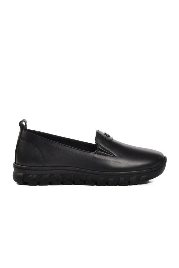9059-25K Black Genuine Leather Women's Casual Shoes