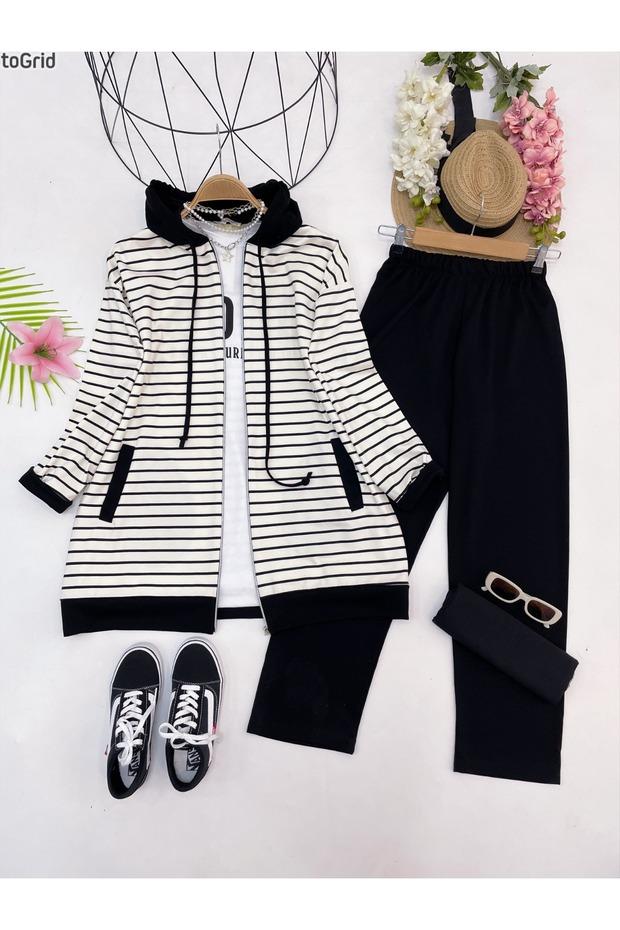 بدلة OYŞO من القطن الممشط المزدوج - مقاس مريح - 1