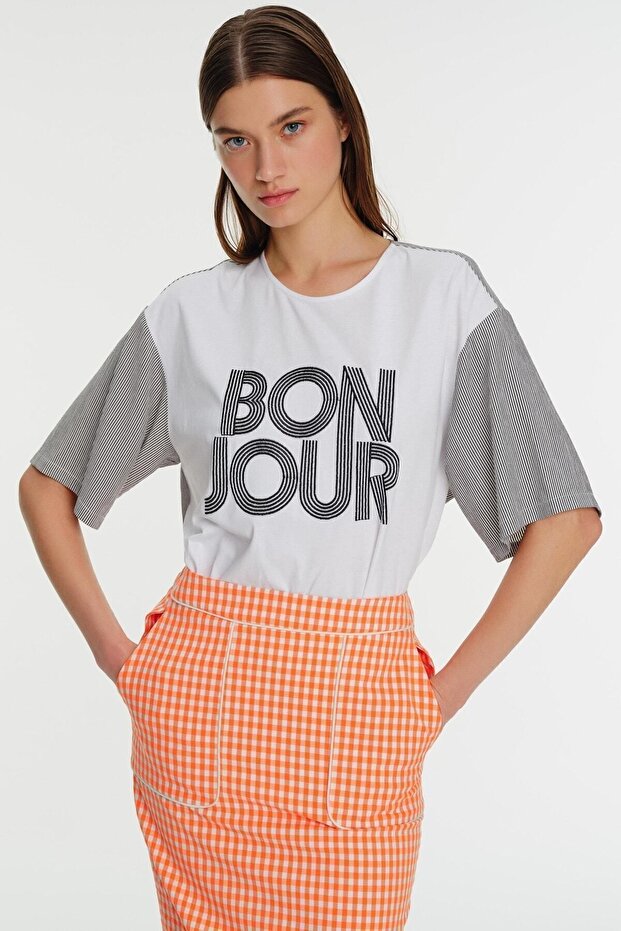 Bisiklet Yaka Kısa Kol Örme Bluz - 1